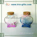 Heart shape decorative colorful glass bottle